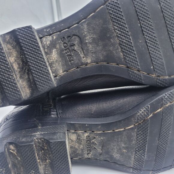 Sorel Danica Short Ankle Boots Women's Black Side Zip Leather Bootie Size 7.5 - Picture 8 of 9